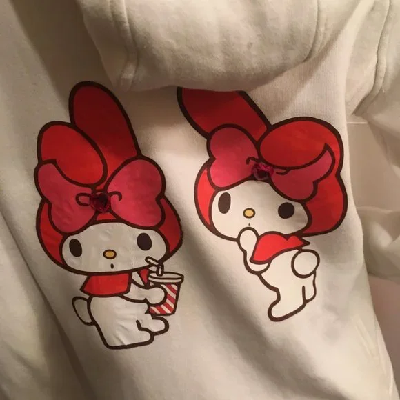 ADORABLE new vintage y2k hoodie and crop top with my melody and crystal hearts! - Picture 9 of 15